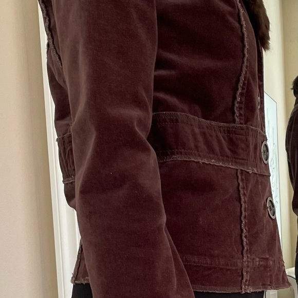 Twill Twenty Two Brown Utility Jacket with Faux Fur Trim - Picture 2 of 6